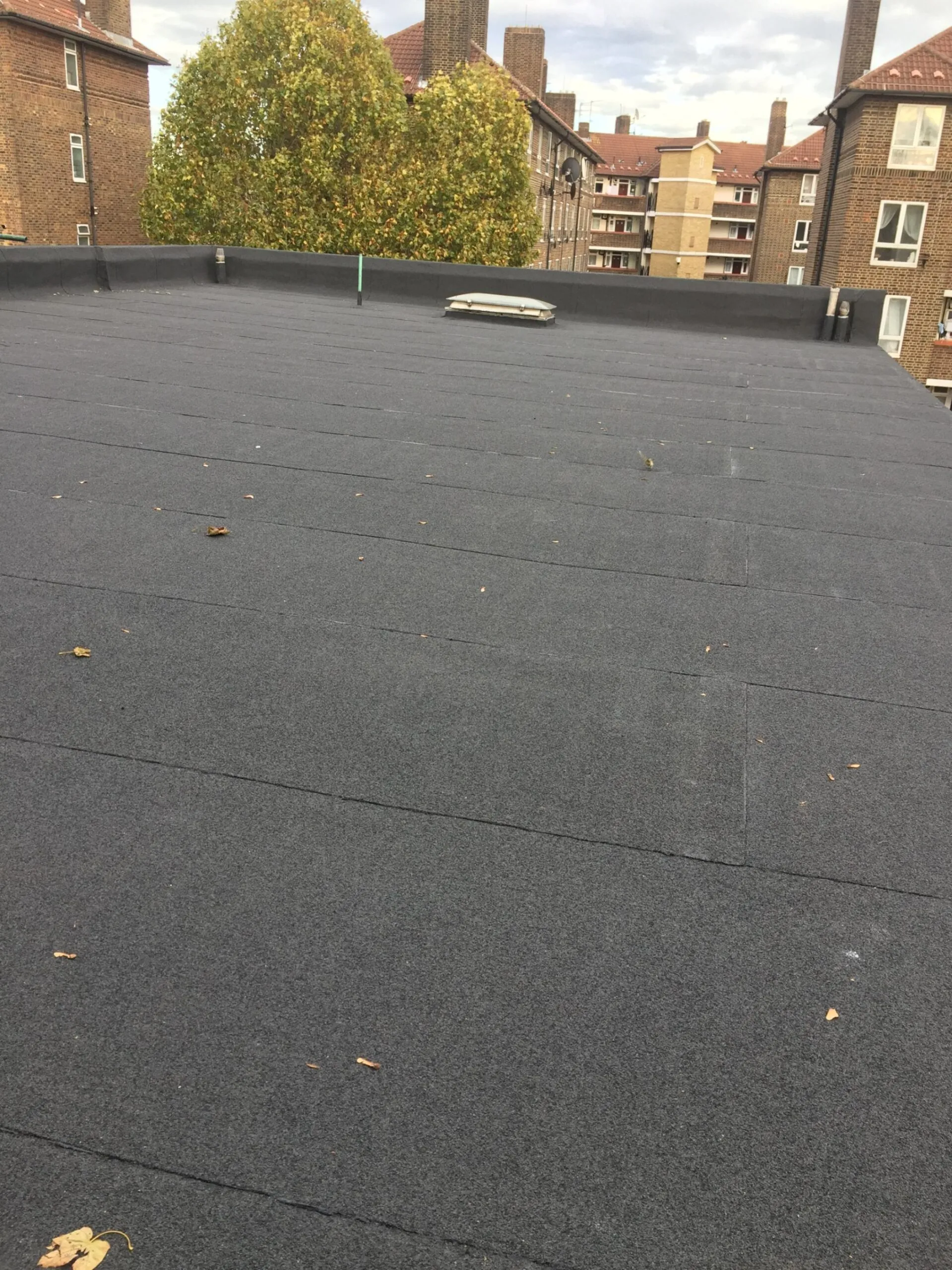 felt roof on apartment block.