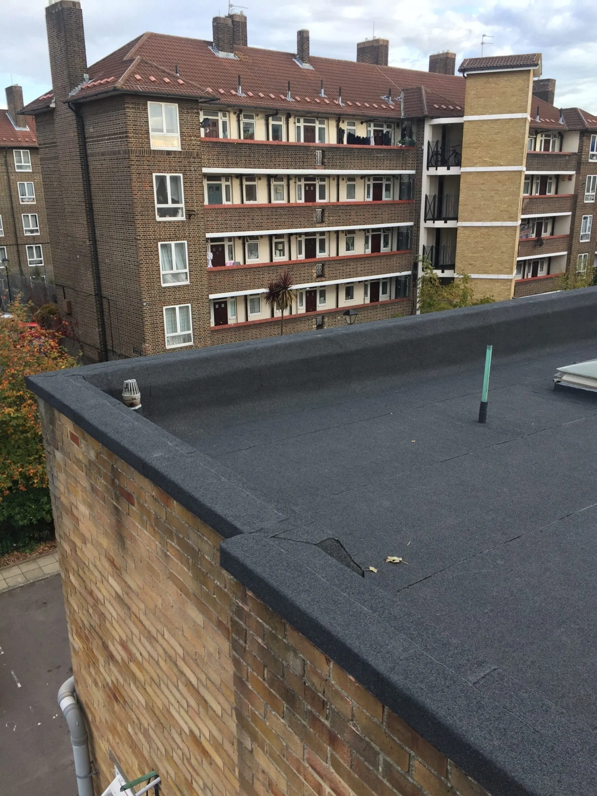 felt roof on apartment block.