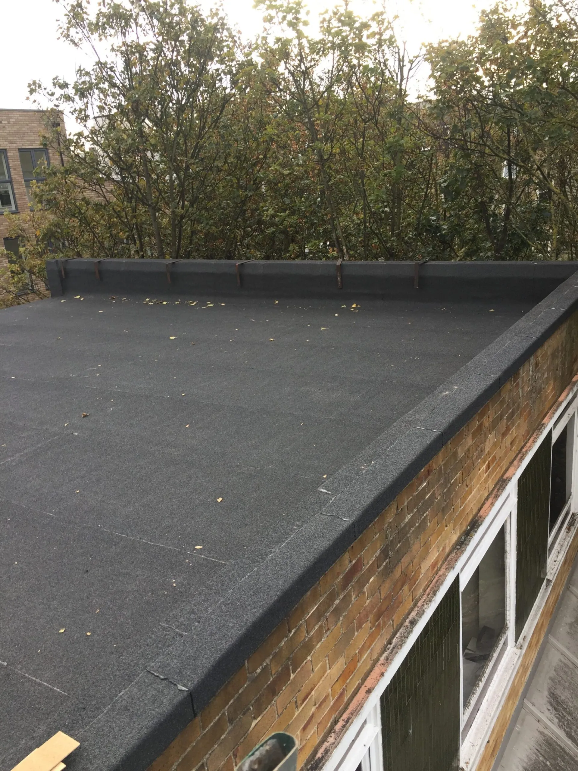 felt roof on apartment block.