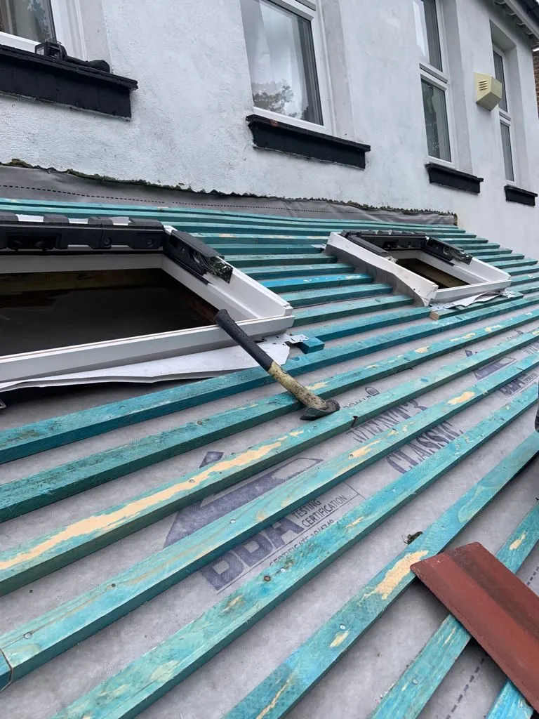 roof repairs with two windows.
